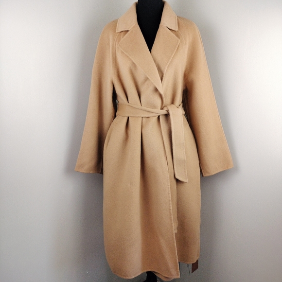 🆕 Gentle Herd 100% Wool Belted Wrap Coat in Camel - Picture 4 of 14